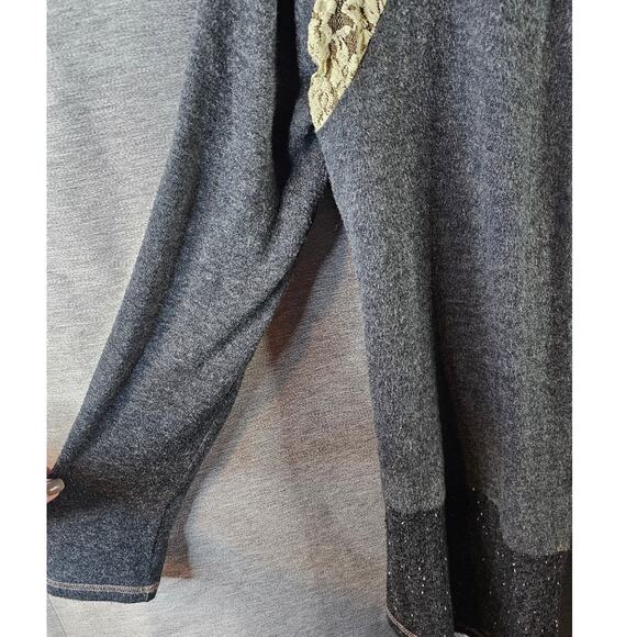 Miss Me Womens Gray Open Front Embellished Cardigan Duster Sweater Lace LARGE - Picture 4 of 7